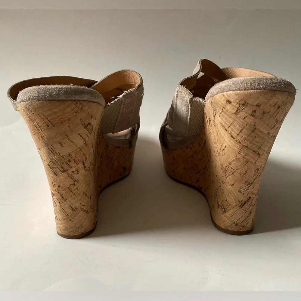 UGG Marta Cork Wedge Platform Sandals Grey Suede Size W 9 - Picture 7 of 11